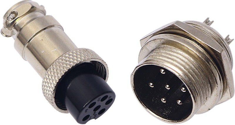 Electronic Spices single pair GX16 6 pin 5A Male and Female metal aviation connector aviation connector Wire Connector  (Silver, Pack of 1)