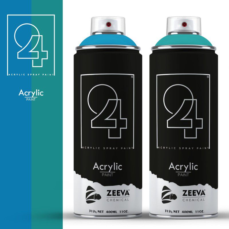 24 Acrylic Sky Blue & Turquoise Blue Spray Paint 800 ml  (Pack of 2)