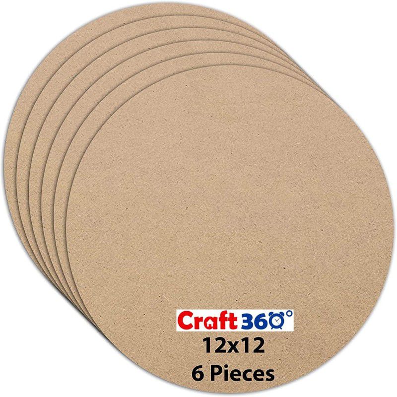 Orgner Wood MDF Board Sheets, 2.1mm Thickness, Size 12X12 inch (Pack of 6) Circle Beach Wood Veneer  (1200 cm x 1200 cm)