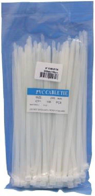 fozti Pvc Cable Tie 200mm White (Pack Of 100) Nylon Standard Cable Tie  (White Pack of 100)