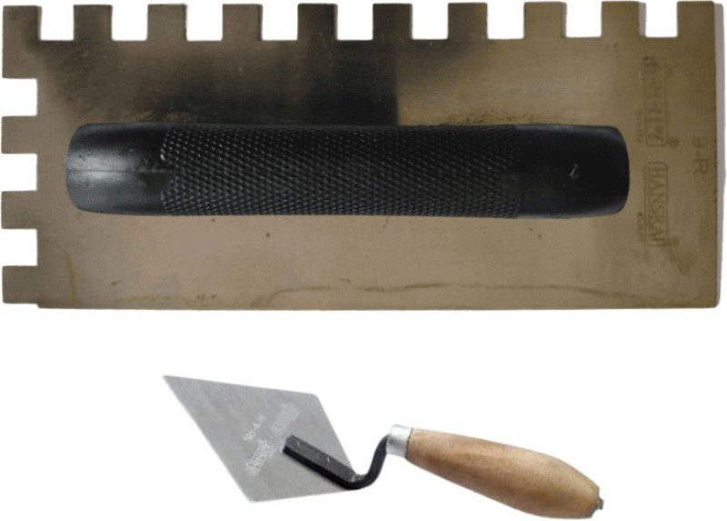 OLLSET Imported Qaulity 9X4 12MM Notched Trowel With 4 Inch Square Trowel Iron Trowel  (Pack of 2)