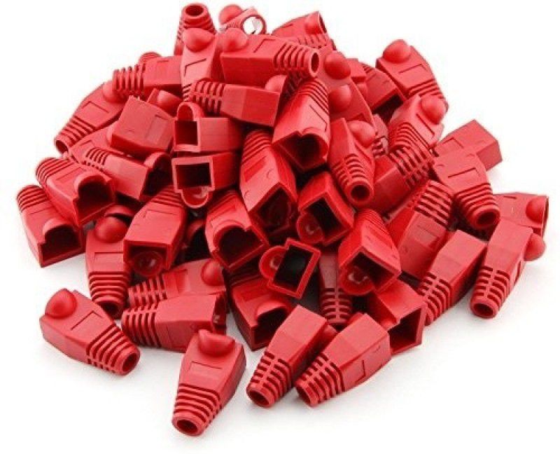 RIVER FOX 50 Pcs Cat5E Cat6 Rj45 Plugs Strain Relief Socket Boots Connector Wireless Wire Connector  (Red, Pack of 50)