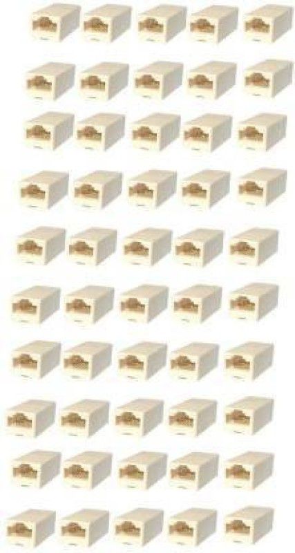 KR CABLES (Pack of 50) RJ45 8P8C CAT5, CAT5E, CAT6 Female to Female (LAN) Network Cable Coupler/Adapter/Connector Pigtail Wire Connector  (Yellow, Pack of 50)