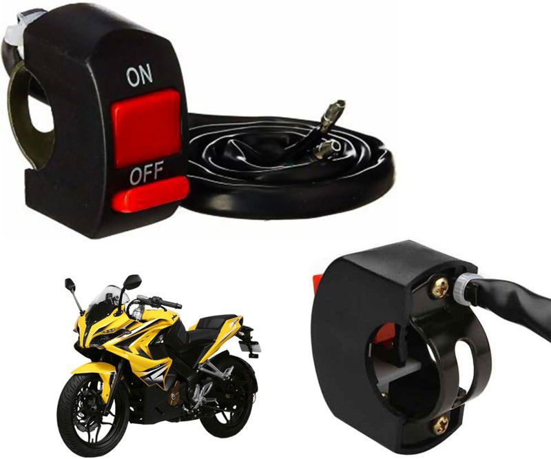 Auto Kite Off On Switch Head Light Fog Light Double Control Bike On/Off Handlebar Switches Bajaj Pulsar RS 200 15 A Two Way Electrical Switch  (Pack of 1 Number of Switches - 2)