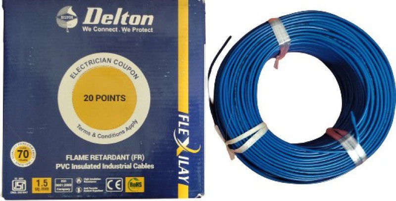 Delton FR PVC 1.5 sq/mm Blue 90 m Wire  (Blue)