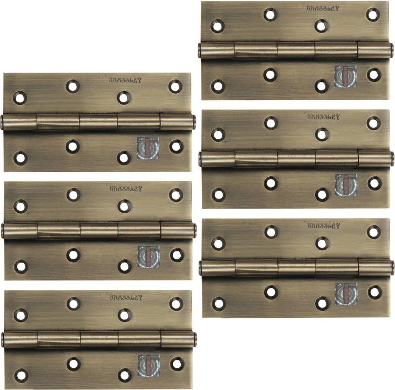 Brassley Door Butt Hinges 5 inch x 12 Guage/ 2.5mm Thickness, Riveted Type (Stainless Steel, Premium Antique Finish) (BL-R-5X12) (6, Antique) Butt/Mortise Hinge  (Antique Pack of 6)