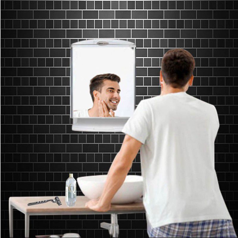 URBAN CHOICE Grooming Items Organizer With Shaving Bathroom Mirror  (Rectangle Finish : Glossy)