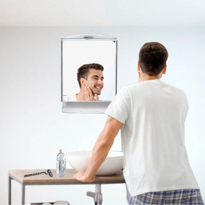 URBAN CHOICE Grooming Items Storage Organiser With Shaving Bathroom Mirror  (Rectangle Finish : Glossy)