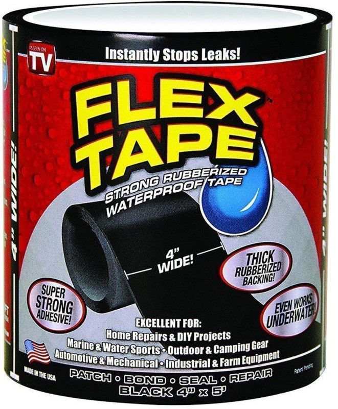 SEE INSIDE Flex Tape for Seal Leakage Tape for Water Leakage Waterproof Tape 150 cm Tape 1.52 cm Single Sided Tape  (Black Pack of 1)