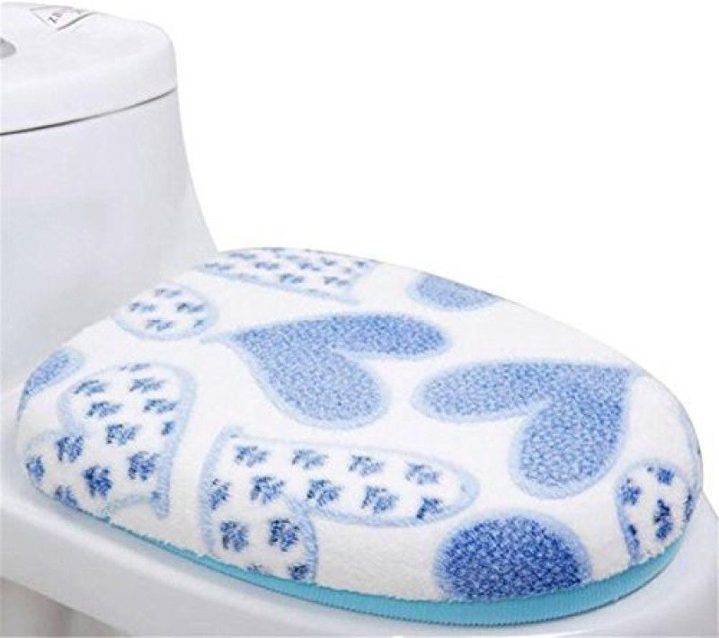 Futaba Soft Coral Fleece Two-piece Toilet Washable Seat Pad - Blue Attach to Toilet Safety Frames for Toilet  (Polyester)