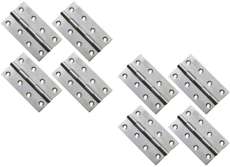 Sanjari Door Butt Hinges 5 inch x 14 Gauge/2 mm Thickness (Stainless Steel, Satin Matt Finish, Pack of 8 Piece) Butt/Mortise Hinge  (Silver Pack of 8)