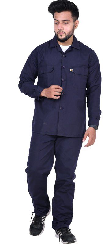Bang Safety 120 GSM Pant Shirt, Navy Blue Paint Coverall  (4XL)