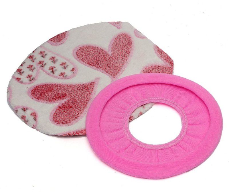 Futaba Soft Coral Fleece Two-piece Washable Seat Pad - Pink Attach to Toilet Safety Frames for Toilet  (Fiber)