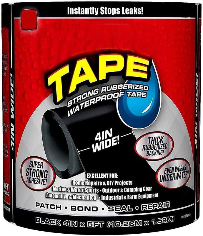 NH WORLD Strong Rubberized Waterproof Tape Super Strong Adhesive Sealant Seal Tape Instantly Stops Leaks 150 cm Single Sided Tape  (Black Pack of 1)