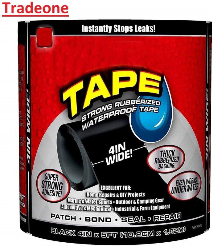 Tradeone Super Strong Flex tape Waterproof Rubberized Tape Stop Leaks Seal Sealant Repair Tape to Stop Leakage of Kitchen Sink, Toilet Tub, Water Tank, Pipe Instantly - Black 10 cm Anti Slip Tape  (Black Pack of -1)