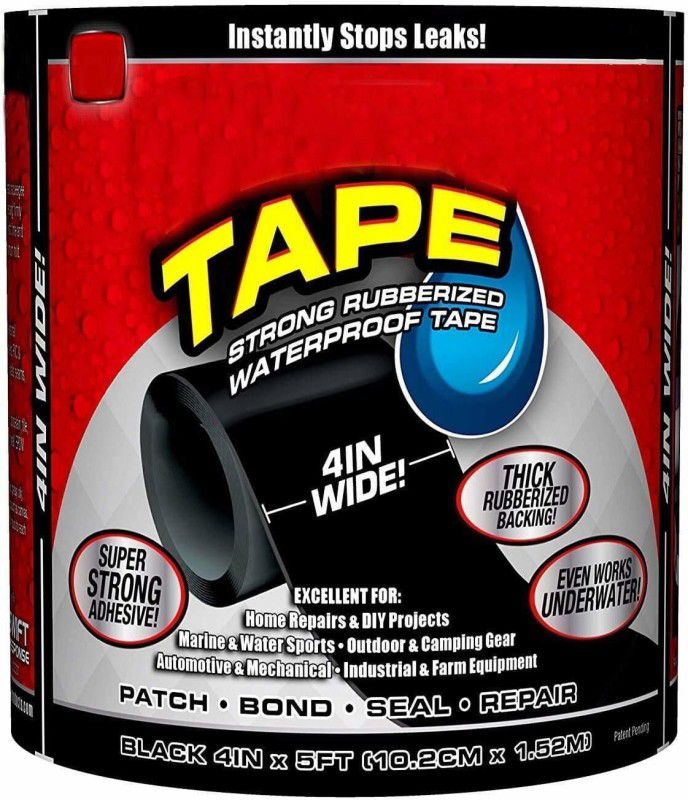 Modinity Waterproof Flex Tape for Water Leakage Seal Tape Super Strong Adhesive Sealant Tape for Any Surface to Stop Leakage of Kitchen Sink and Toilet Tub Stops Leaks Tape 10 cm Double-sided Tape  (Black Pack of 1)