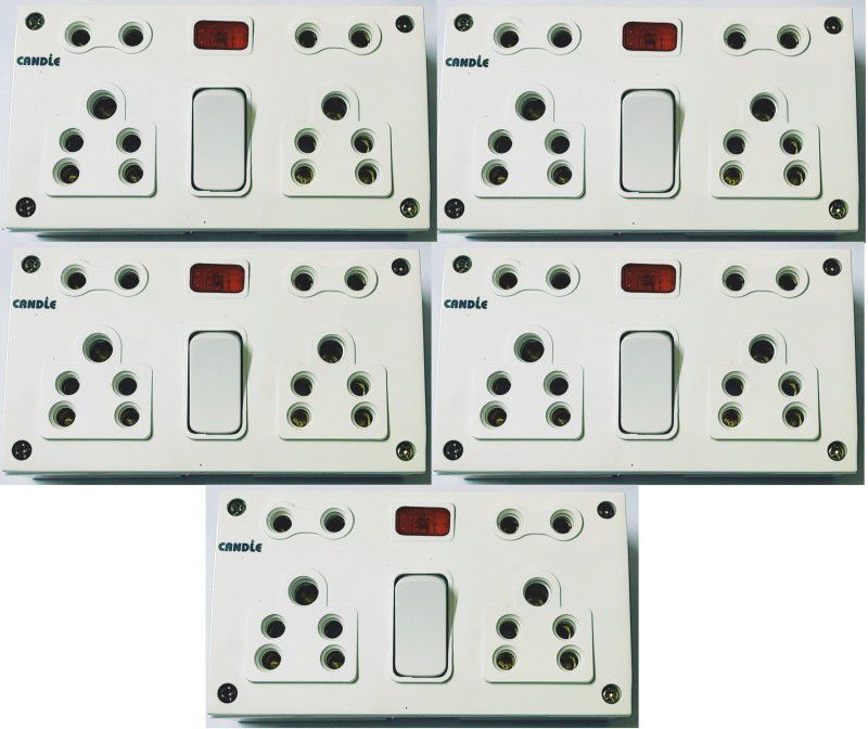 CANDLE 10amp. 1 SWITCH 4 OUTLETS COMBINED WITH BOX SWITCH SOCKET BOARD (PACK OF 5 PCS.) 10 A One Way Electrical Switch  (Pack of 4 Number of Switches - 1)