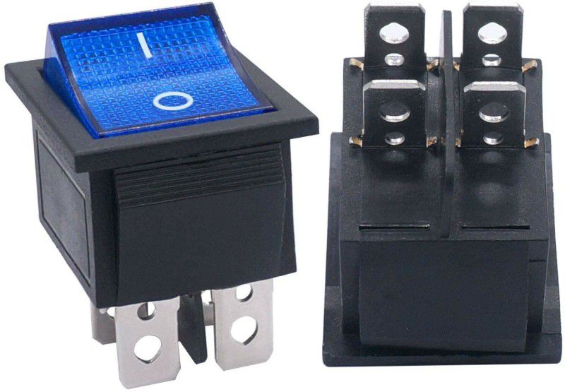 DECENT AIR SYSTEM KCD4 DPST 4Pin 2 Position Rocker Boat Switch (BLUE) with Indicator Lights 16 A One Way Electrical Switch  (Pack of 2 Number of Switches - 2)