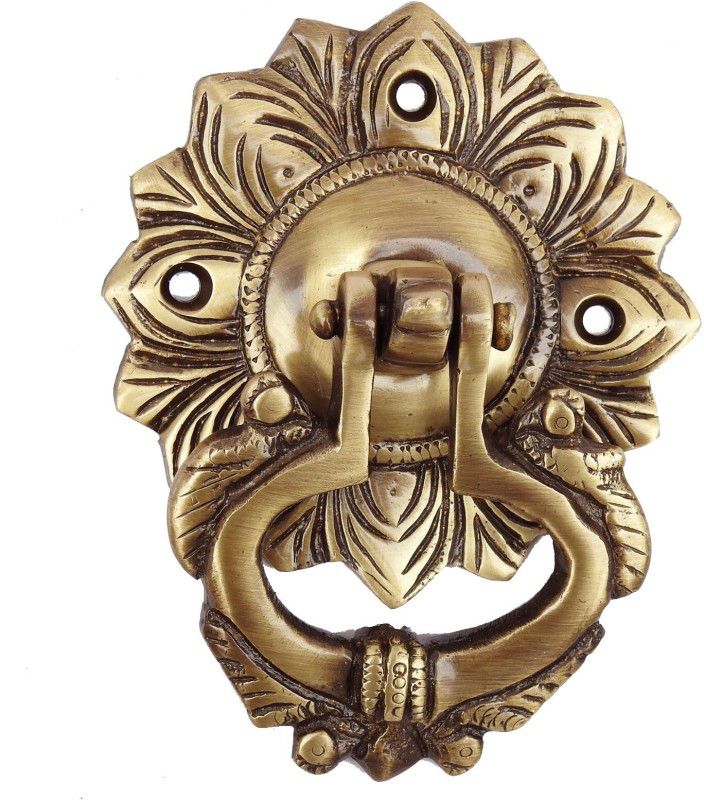 SUSAJJIT DECOR Brass Door Knocker of Flower Design Door Décor Brass Door Knocker  (Antique Brass)
