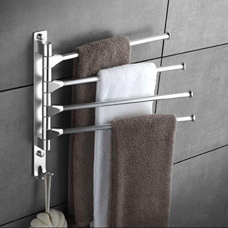 Plantex Aluminium 4-Arm Bathroom Swing Hanger Towel Rack/Holder for Bathroom/Towel Stand/Bathroom Accessories(Silver) 13.77 inch 4 Bar Towel Rod  (Aluminium Pack of 1)