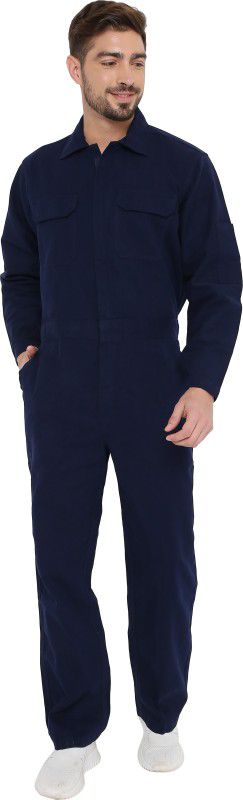 Associated Uniforms NAVY BLUE PLAIN BOILER SUIT SIZE XL MADE UP OF 100% SOFT COTTON OF 240 GSM Paint Coverall  (XL)