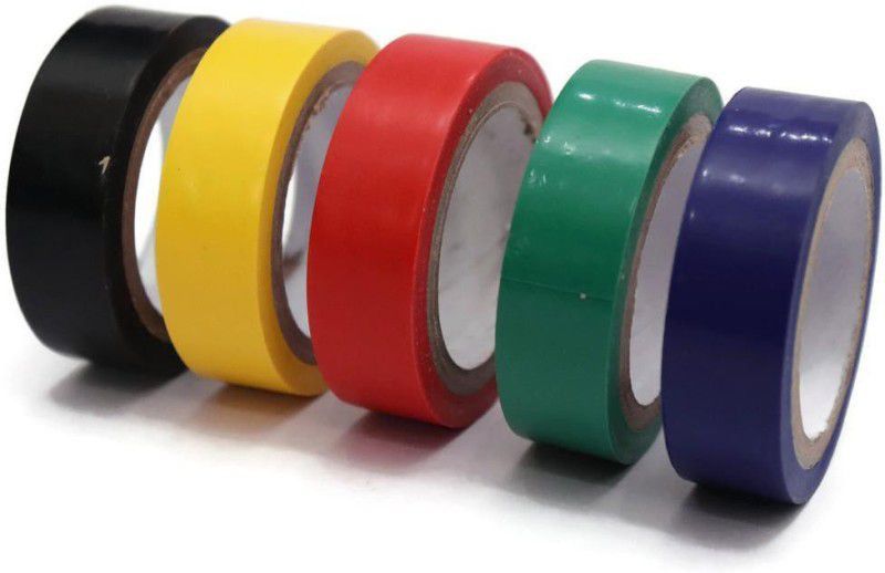 Electronic Spices PVC Tape Electrical Insulation Tape Self Adhesive PVC (0.125x170), 8 mtrs-PACK OF 5  (Multicolor)