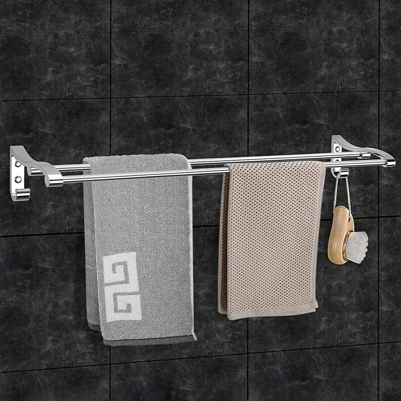 Plantex High Grade Stainless Steel Towel Bar / Towel Rack for Bathroom / Hanger / Stand /Bathroom Accessories (24 Inch - Chrome Finish) 24 inch 2 Bar Towel Rod  (Aluminium Pack of 1)