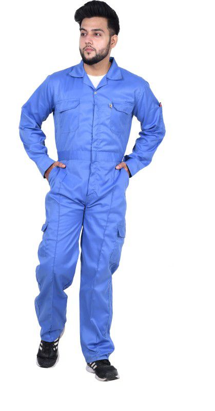 Bang Safety 190 GSM Twill Cotton Coveralls Uniform, Sky Blue Paint Coverall  (4XL)