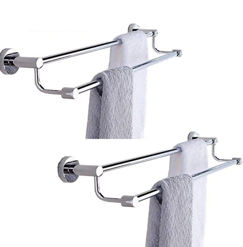 Plantex High Grade Stainless Steel Towel Rod/Towel Rack for Bathroom/Towel Bar/Hanger/Stand/Bathroom Accessories (Pack of 2) 24 inch 2 Bar Towel Rod  (Stainless Steel Pack of 2)
