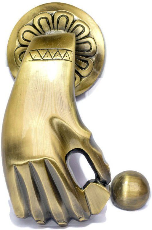 H&T PRODUCTS Hand Shape Door Knocker (Antique Brass,Size 7 inch,Pack of 1 ) Brass Door Knocker  (Antique Brass)