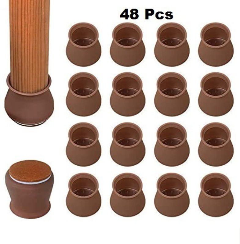 Atirap 48 Pcs Brown Silicone Rubber Chair Leg Cover Floor Protectors Chair Arm Rest  (Furniture Parts, Silicone)