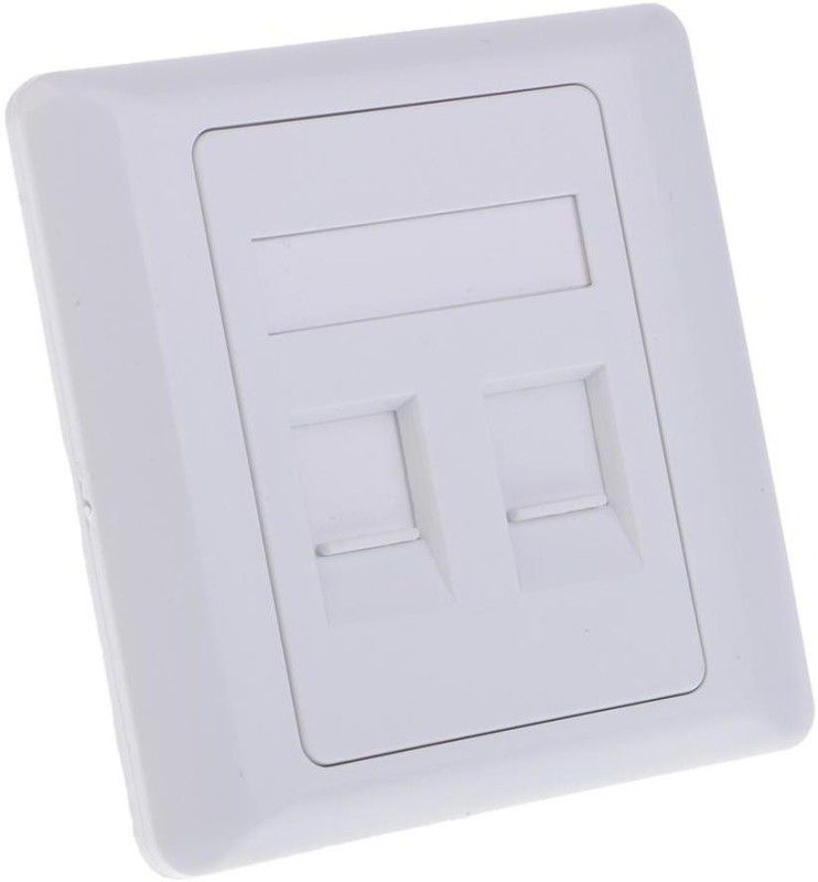 Calandis Double Ports CAT6 Wall Outlet Face Plate RJ-45 Network Ethernet Shuttered Socket Wall Plate  (White)