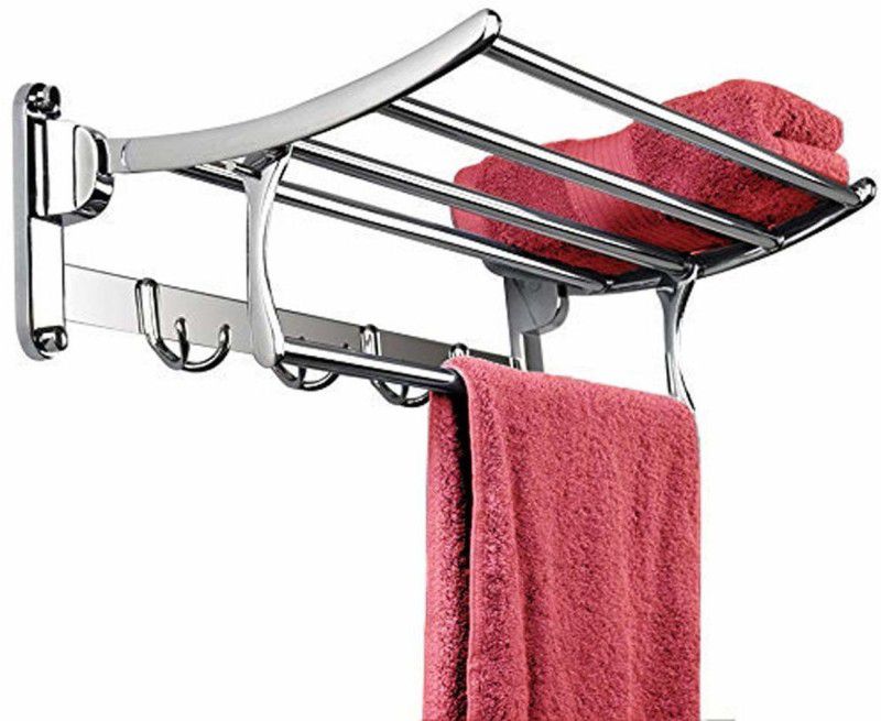 LivesUp Multipurpose Towel Shelf and Rack, Towel Holder, Towel Stand Chrome Finished 24 inch 2 Bar Towel Rod  (Stainless Steel Pack of 1)