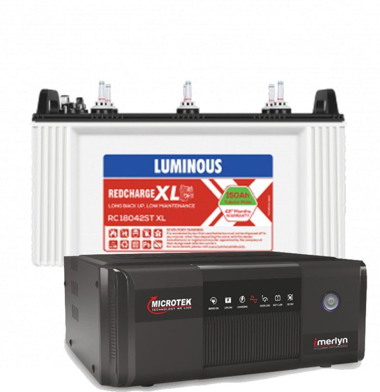 LUMINOUS RC 18042ST XL+ iMERLYN Pure Sinewave UPS Model 1050 Tubular Inverter Battery  (150 AH)