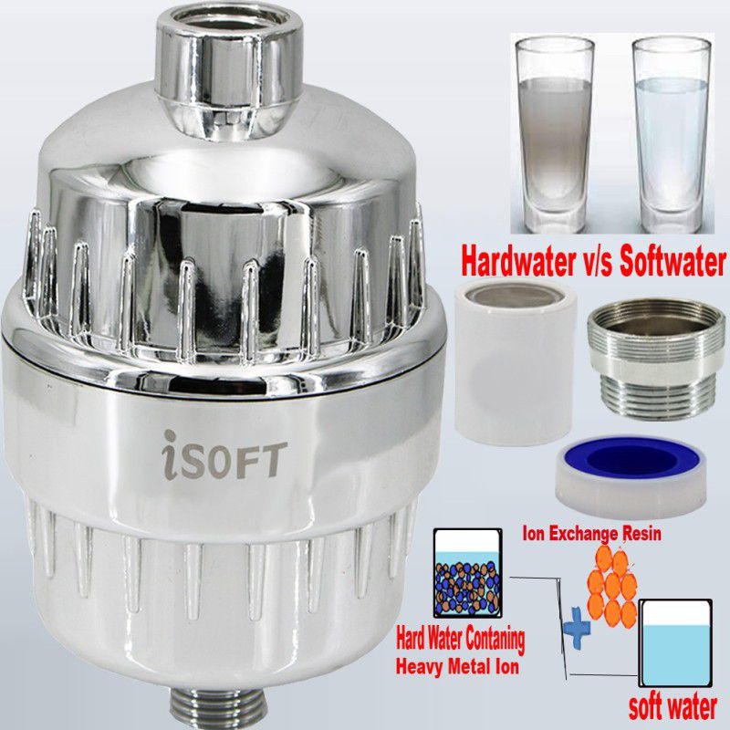 iSOFT SF-15-iSoft-PRO Hard Water Shower Tap Filter 15 Stage Hard Water Shower Head Tap Filter Softener Purifier For Bathroom Hard Water Shower Head Filter  (Chrome)