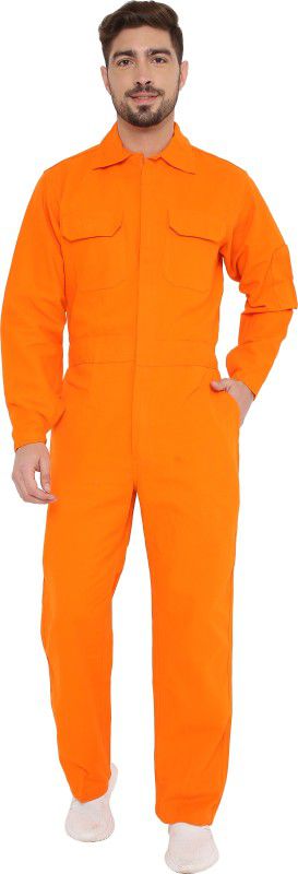 Associated Uniforms ORANGE PLAIN BOILER SUIT SIZE S MADE UP OF 100% SOFT COTTON OF 240 GSM Paint Coverall  (S)