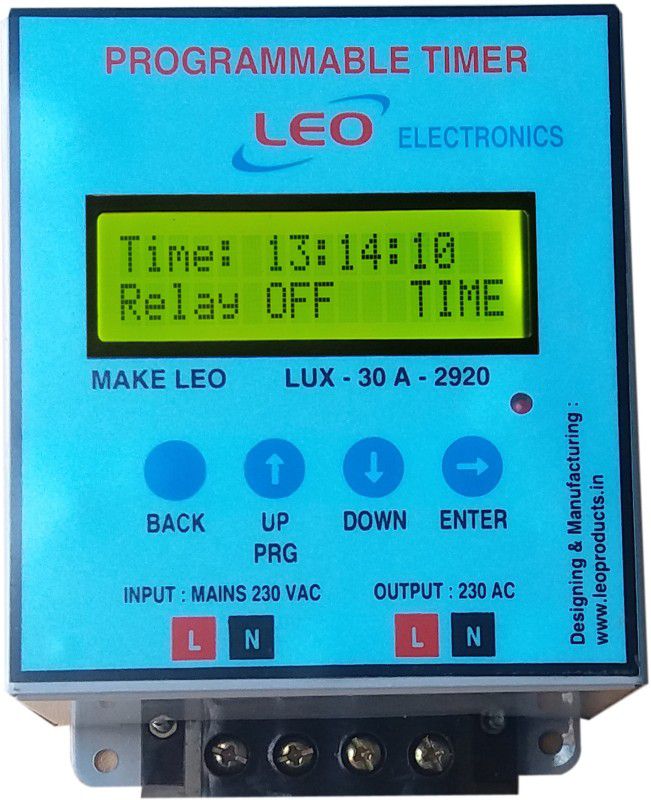 Leo LUX-30A-2920 Programmable Electronic Timer Switch  (Grey)