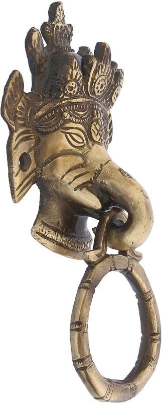 WEBELKART Lord Ganesha Vastu Face Brass Door Knocker  (Antique Brass)