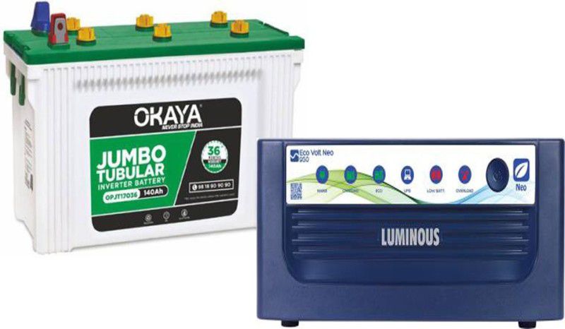 OKAYA OPJT 17036 + Luminous Eco Volt 950 Tubular Inverter Battery  (140AH)