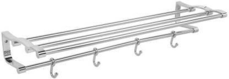exclusive Stainless Steel Towel Rack with Towel Rod and Sliding Hooks for Bathroom Chrome Towel Holder Size 24 inch 1 Bar Towel Rod SILVER Towel Holder (Stainless Steel) 24 inch 4 Bar Towel Rod  (Stainless Steel Pack of 1)
