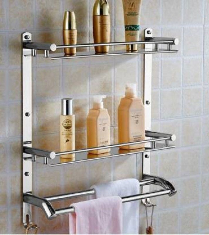 iSTAR Multi use Rack Stainless Steel 3 Layer Bathroom Shelf/Kitchen Shelf/Bathroom Shelf and Rack/Bathroom Accessories PACK - 1 16 inch 3 Bar Towel Rod  (Stainless Steel Pack of 1)