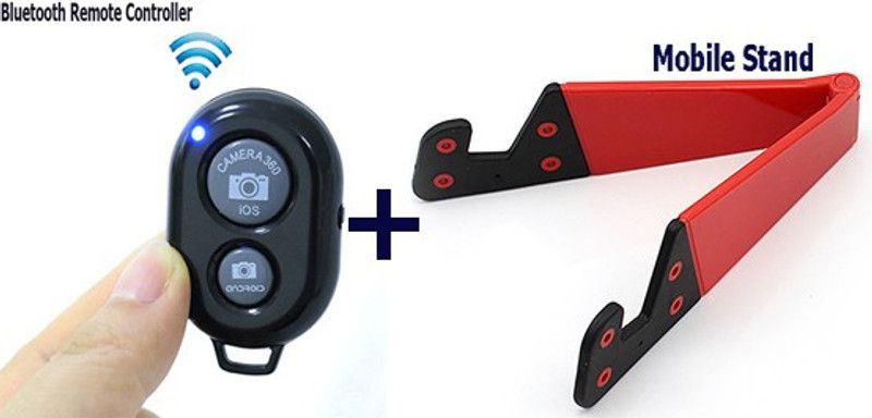 POZUB Bluetooth Selfie/Pictures Clicker Shutter Remote Button Monopod +Mobile Stand Camera Remote Control  (Black)