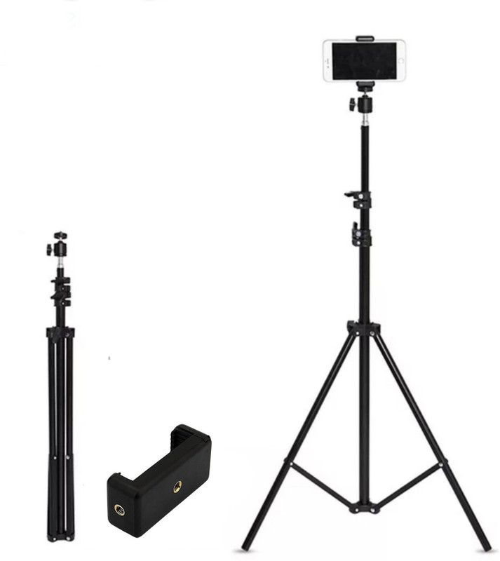 Techobucks Best Tripod Stand with Mobile Clip Holder for All Mobiles & Cameras Tripod  (Black, Supports Up to 400 g)