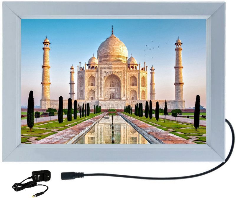 DESIGNING HUB LED PHOTO FRAME TAJ MAHAL MODEL NO:70, 18 inch ELECTRONIC  (Silver Alluminium)