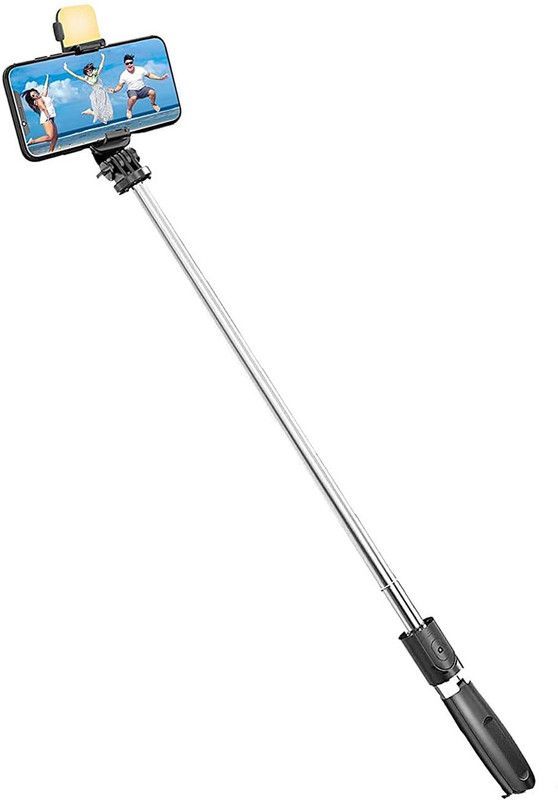 Worricow TOP QUALITY R1S 3-in-1 Bluetooth Selfie Sticks Light Multifunctional Holder Tripod, Tripod Ball Head, Tripod Kit  (BLACK, Supports Up to 400 g)