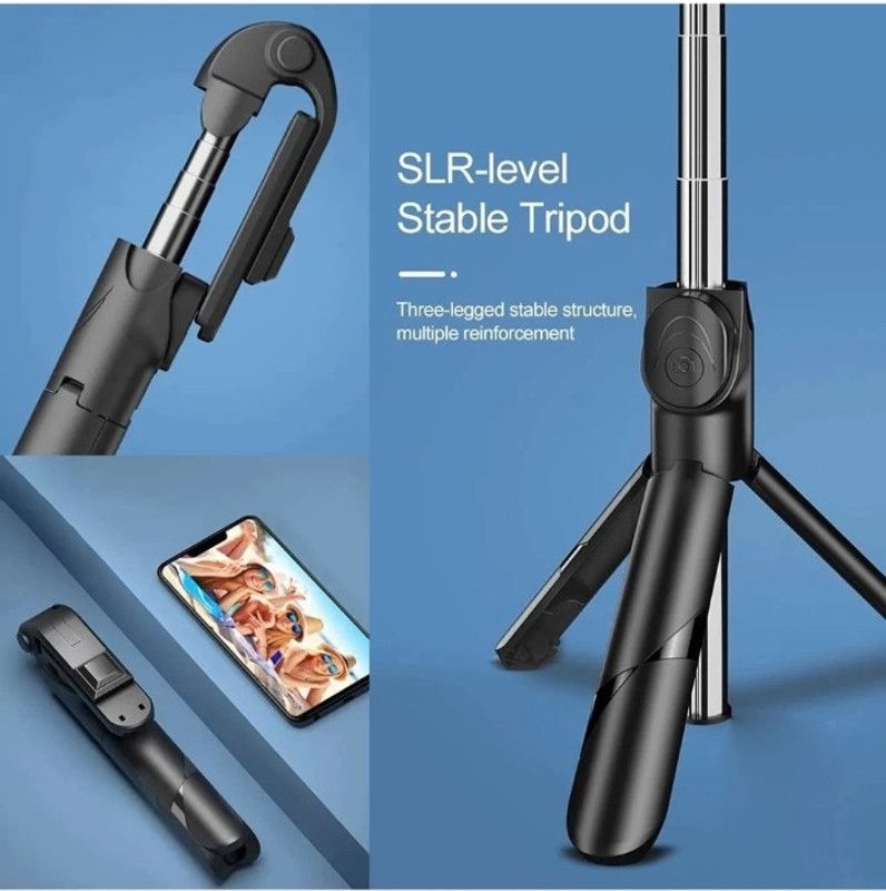 Fgkitoflex Best XT02 Bluetooth Selfie Stick Wireless Remote Tripod Bracket, Tripod Tripod  (Black, Supports Up to 1000 g)