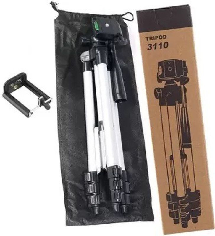 Starpro Professional Tripod with Mobile Holder, Collar Mic and Bluetooth Remote Aluminum Tripod, Tripod Kit  (Silver, Supports Up to 1500 g)