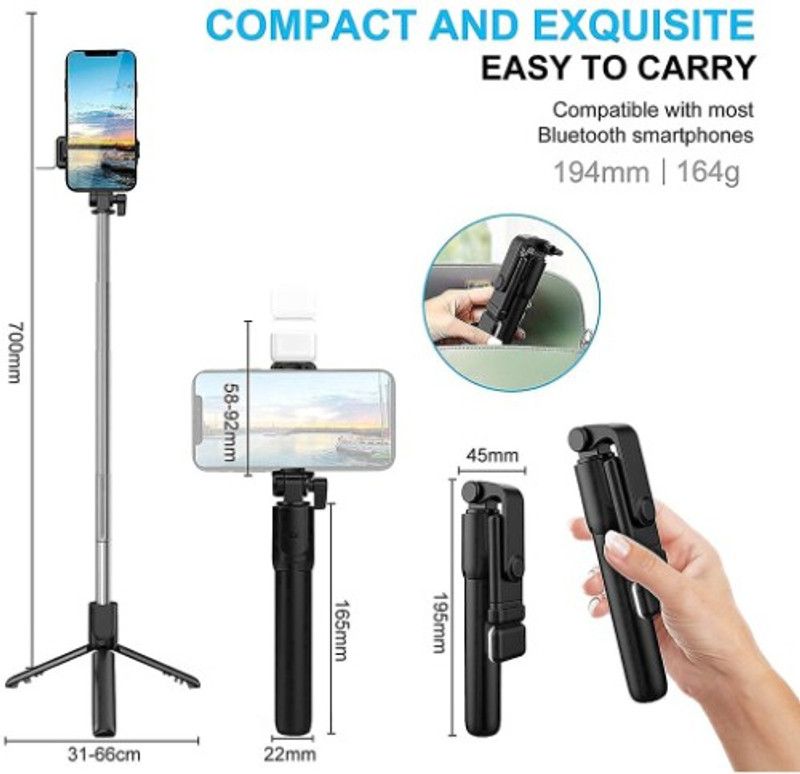 SYARA XLK_468V_R1S Selfie stick tripod|| with wireless bluetooth remote Tripod  (Black, Supports Up to 1500 g)