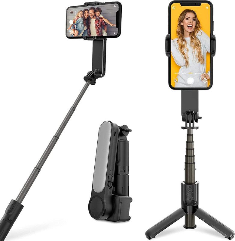 Hold up Gimbal Stabilizer for Smartphones, Handheld Gimbal Stabilizer with Filling Light Single Gimbal for Mobile  (500gm)