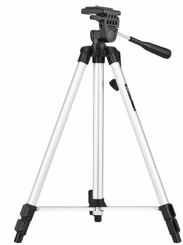 Wonder World ® XI-1 WT-330A Aluminum Portable Tripod Stand 3 Way Head Tripod  (Silver, Supports Up to 5000 g)